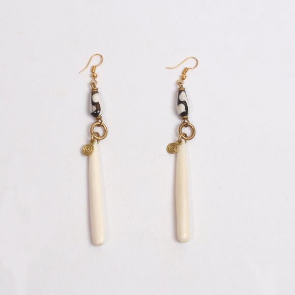 Tribal Earrings (Cow Bone & Bead)