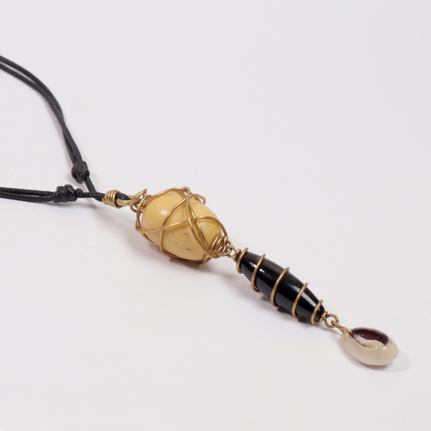 Tribal Necklace (Amber & Cowrie Shell)